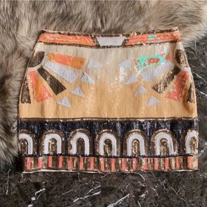 Beaded Mini Skirt Small New Years Party Pastel Pin